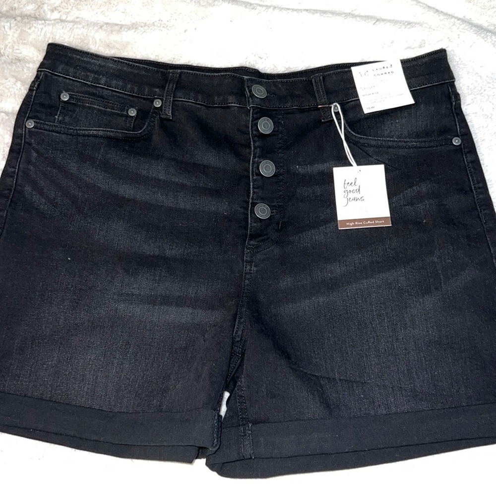 HighRise Black Jean Shorts